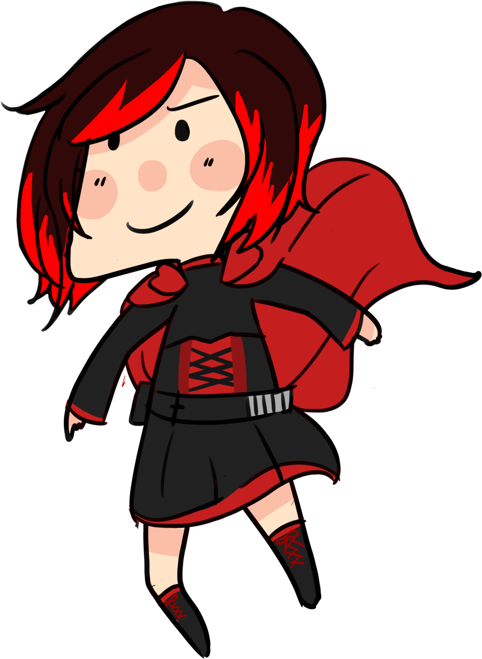 Ruby And Crescent Rose Rwby - Cartoon (1024x1448)