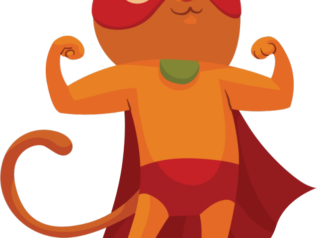 Hero Clipart Cat - Cartoon Superhero Cat (640x480)