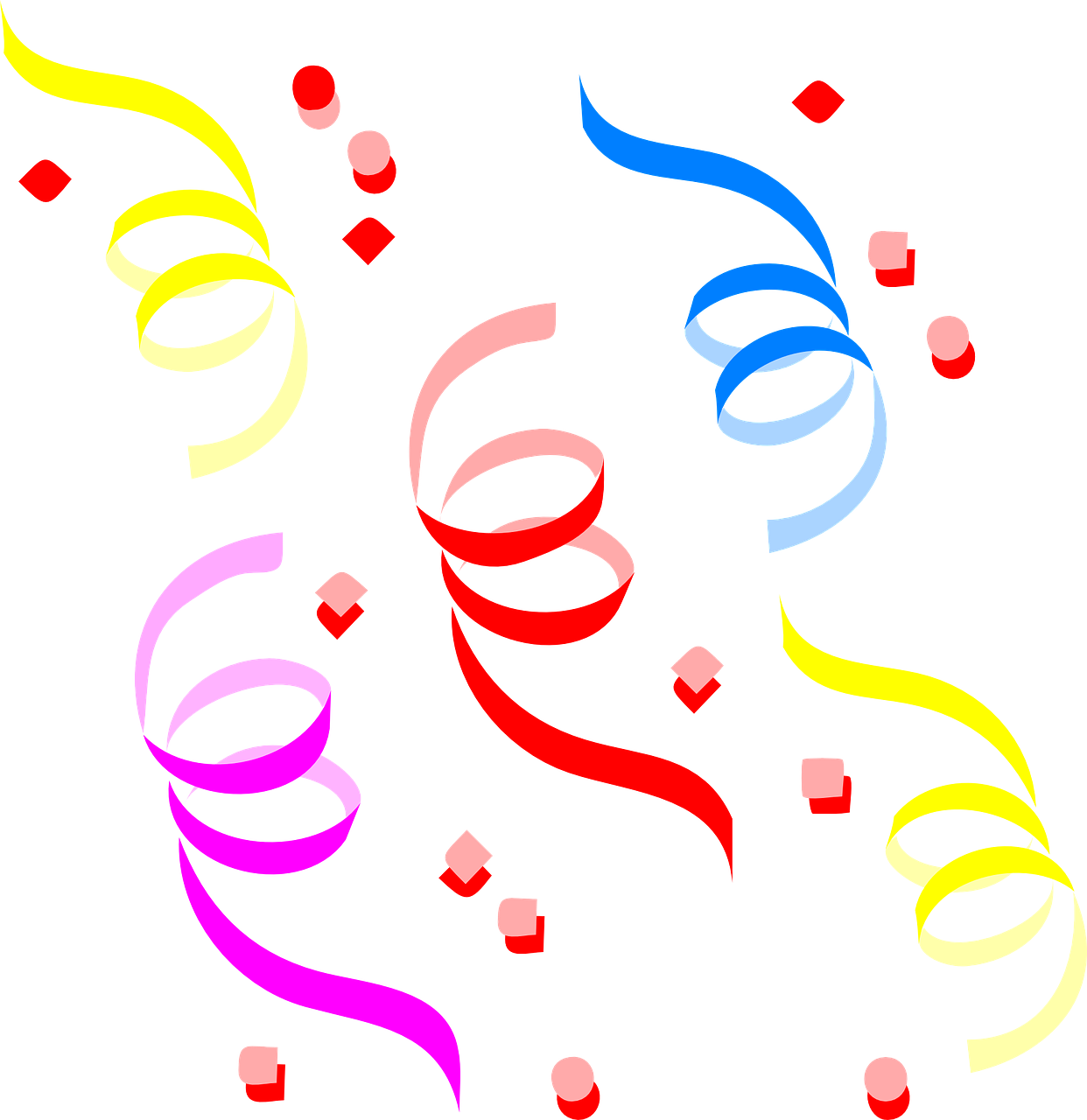 Ribbons Colorful Confetti - Confetes E Serpentinas Png (1242x1280)