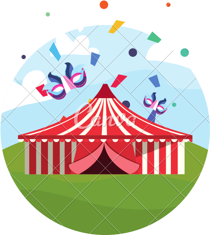 Circus Tent Masks Confetti In The Field Carnival - Double Carnival Canopy Roof (800x800)