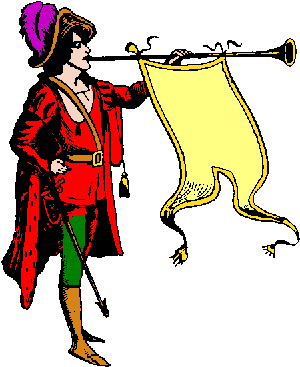 Pin Herald Trumpet Clip Art - Herald Blowing A Horn (370x396)