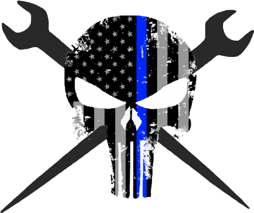 Blue Line Punisher Skull (500x500)