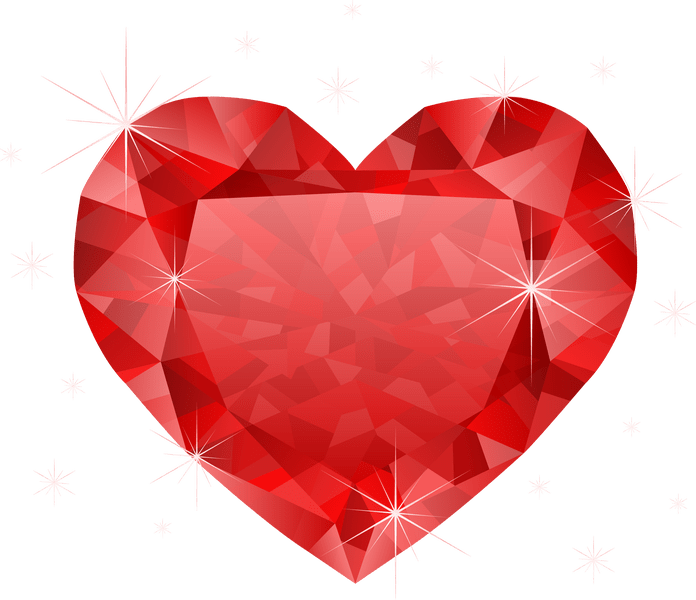 Ruby Clipart Diamond Outline - Red Crystal Heart Png (696x600)
