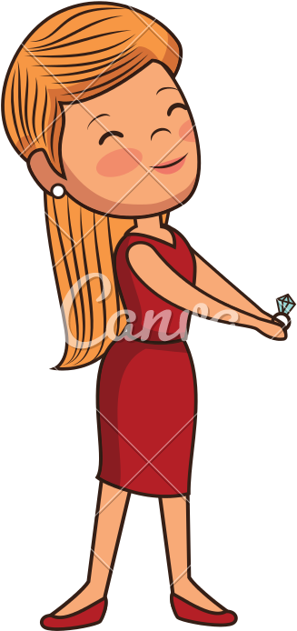 Woman With Diamond Ring Cartoon - Valentine's Day (800x800)