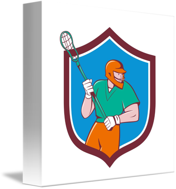 Lacrosse Player Crosse Stick Running Shield Cartoo - Illustration (606x650)