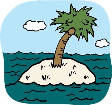 Palm, Tree, Island, Isle, Ocean, Sea - Isle Clipart (362x340)