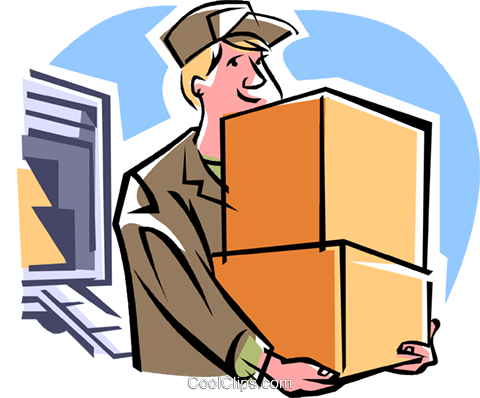 Deliveryman Royalty Free Vector Clip Art Illustration - Shipping Clip Art (480x398)