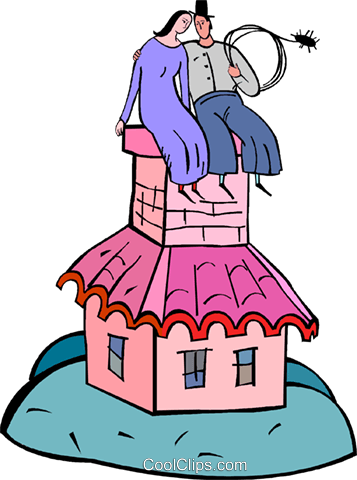 Couple Sitting On A House Royalty Free Vector Clip - Illustration (357x480)