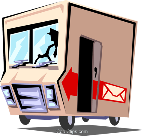 Delivery Truck Royalty Free Vector Clip Art Illustration - Mail Truck Clip Art (480x452)