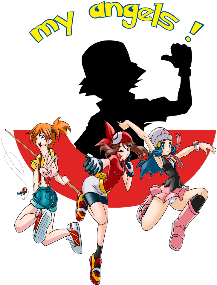 Satoshi's Angels By Mauroz - Cartoon (827x966)