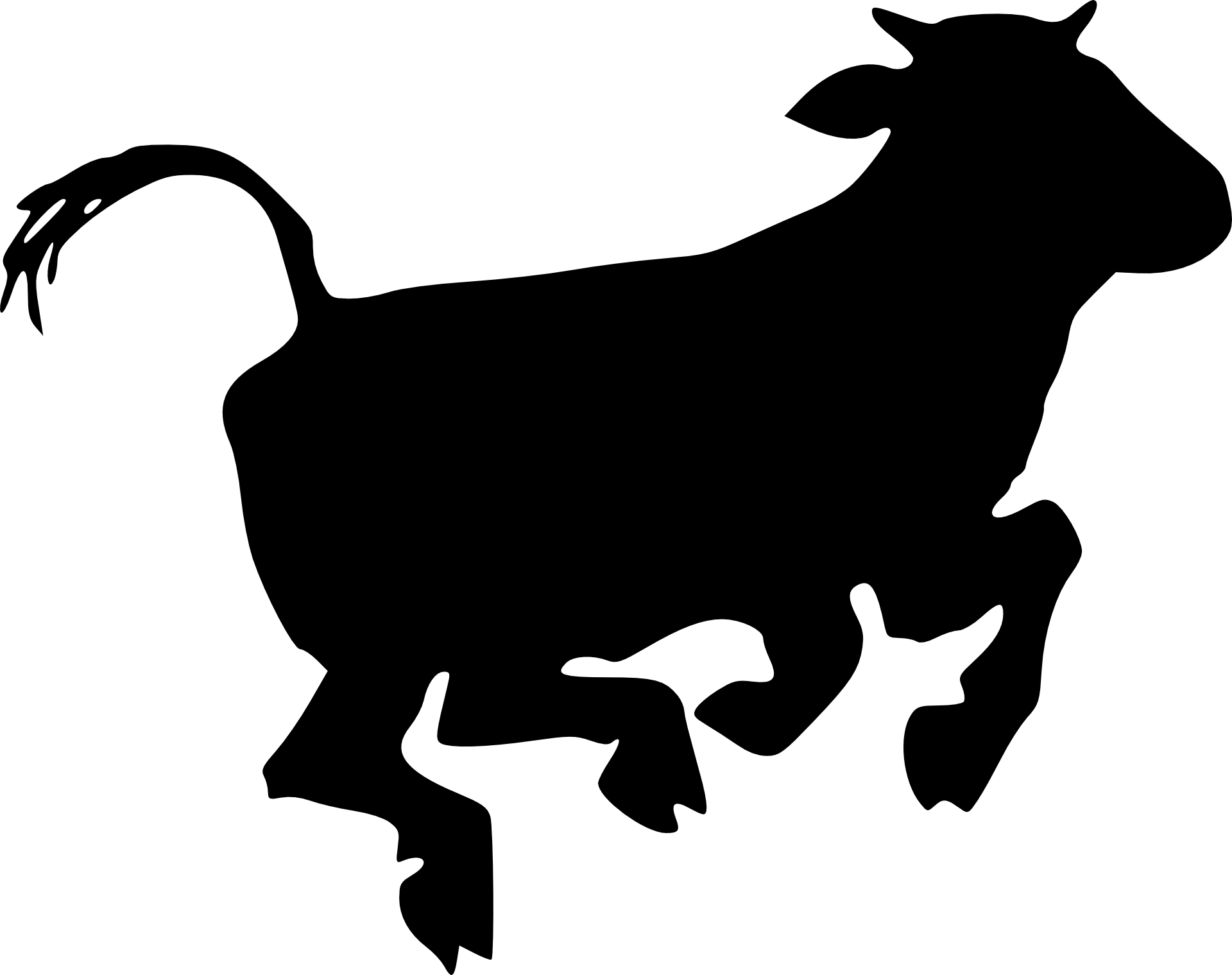 Steer Silhouette Clipart - Cow Jumping Silhouette (1920x1519)