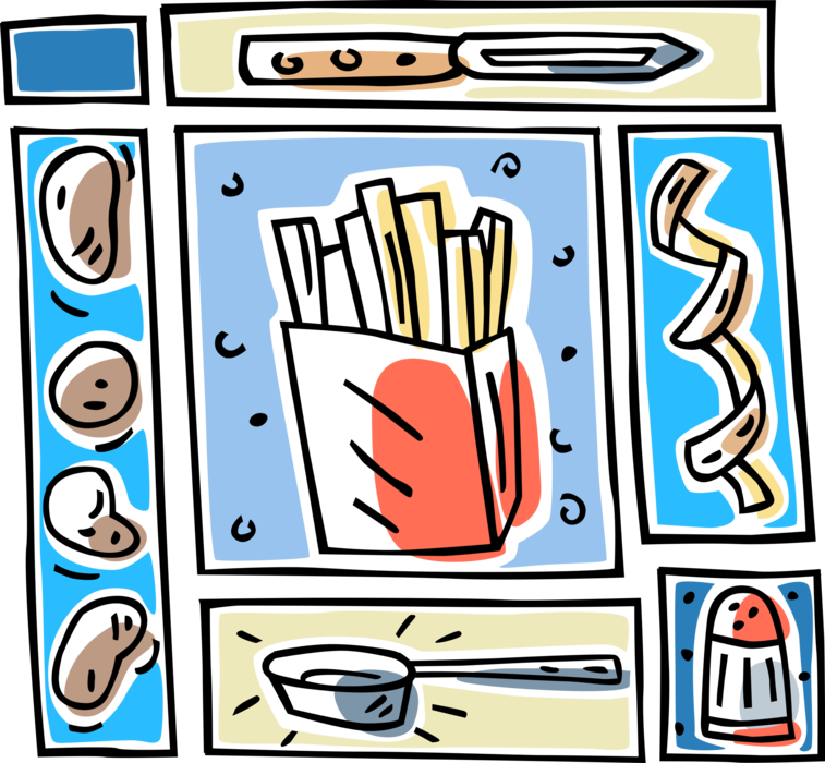 Vector Illustration Of Fried Potato French Fries, Peeler, - Vector Illustration Of Fried Potato French Fries, Peeler, (757x700)