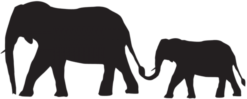 Free Png Mother And Baby Elephants Silhouette Png - Mom And Baby Elephant Clipart (850x342)