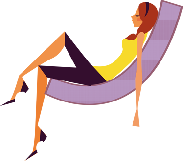 Girl Relaxing On Sofa Wall Sticker - Girls (374x330)