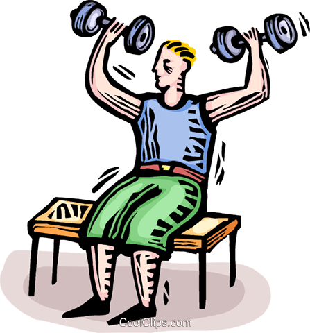 Man Doing Weights Royalty Free Vector Clip Art Illustration - Someone Throwing A Ball (447x480)