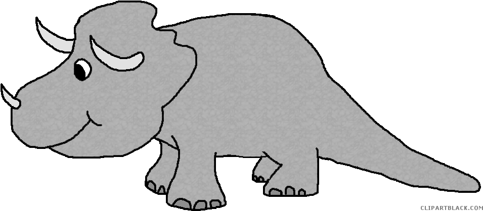 Triceratops Animal Free Black White Clipart Images - Dinosaur Clip Art (971x436)