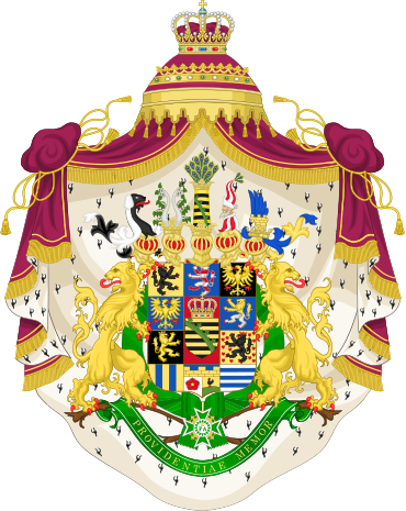 Albertine Wettin's Coat Of Arms With The Standard Arms - Kingdom Of Saxony Coat Of Arms (370x465)
