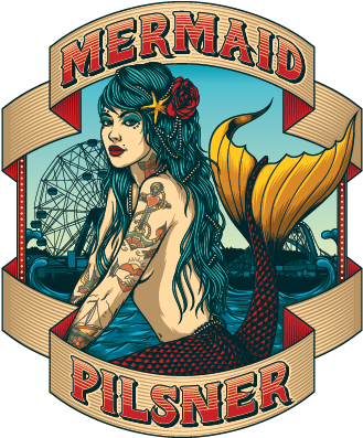 Coney Island Mermaid Pilsner Logo - Coney Island Mermaid Tattoo (333x405)