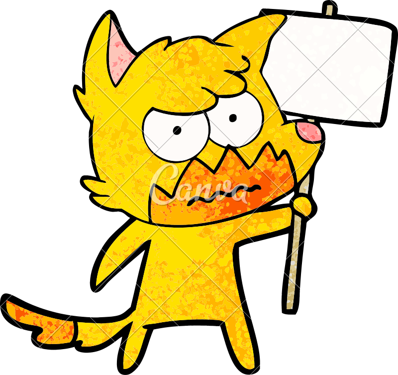 Cartoon Fox With Protest Sign - Üzgün Çizgi Film Karakterleri (800x753)