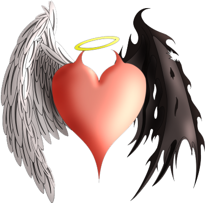 And Heart Devil Angel Tattoo Demon Demons Clipart - Heart With Demon Wings (526x522)