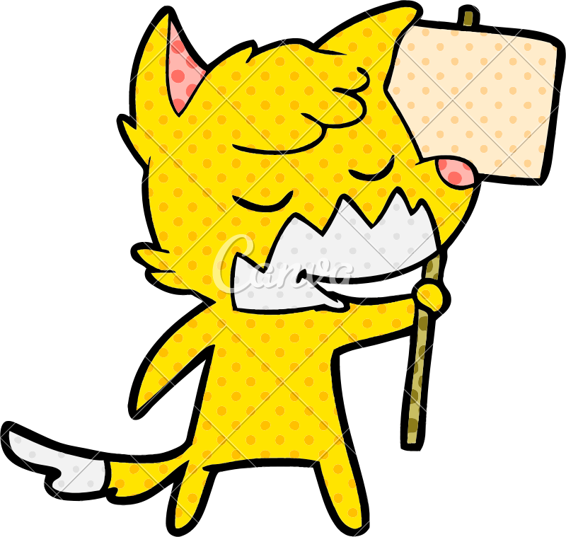 Cartoon Fox With Protest Sign - Illustration (800x759)