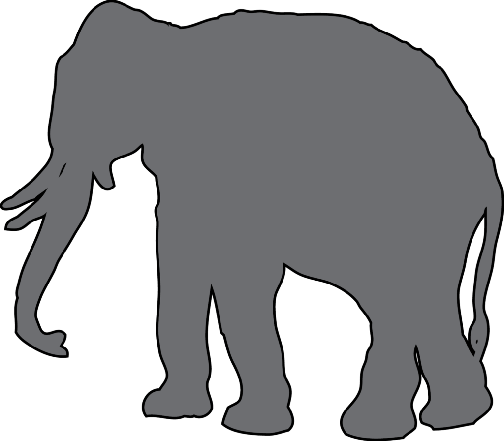 Safari1gray Clip Art Animal Outlines - Elephant (1024x896)