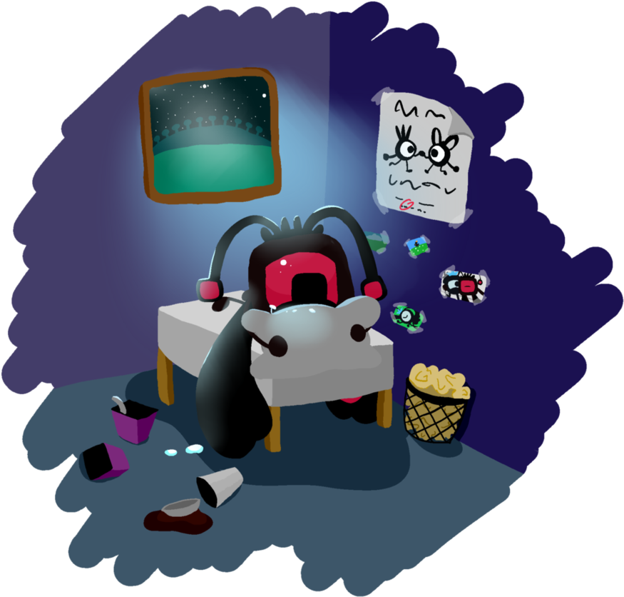 One Late Night By Maximusgrowler On Deviantart - Cartoon (916x873)