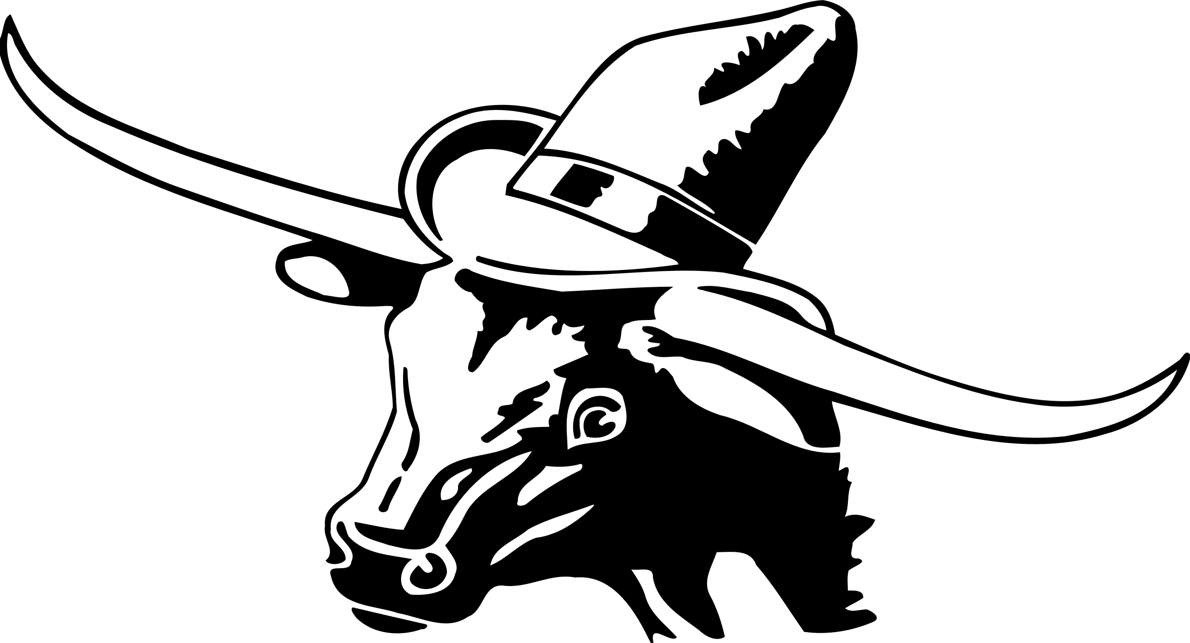 Texas Cowboy Clip Art - Texas Longhorn Cow Clip Art (2400x1298)