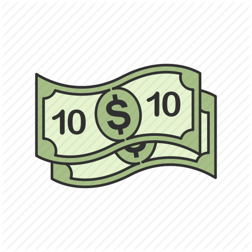 Pin Ten Dollar Bill Clip Art - 10 Dollar Bill Icon (512x512)