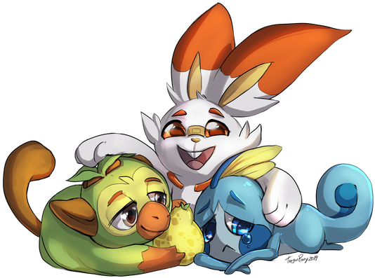 Galar Starters By Trojan-pony - Cartoon (600x477)