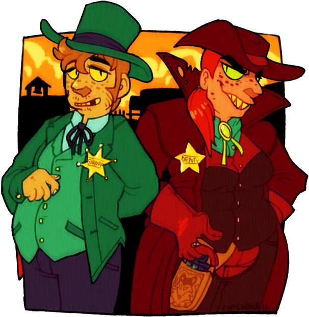[wishbone] Sheriff And Deputy By Chocodiley - Cartoon (700x622)