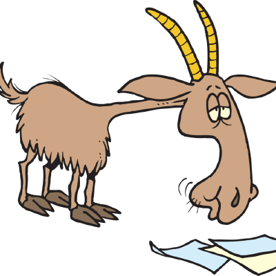 Goat Clipart Png Image - Goat Eating Cartoon (400x400)