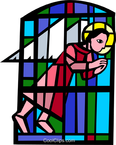 Arched Windows Clipartarched Doors With Windows Clip - Stained Glass (383x480)