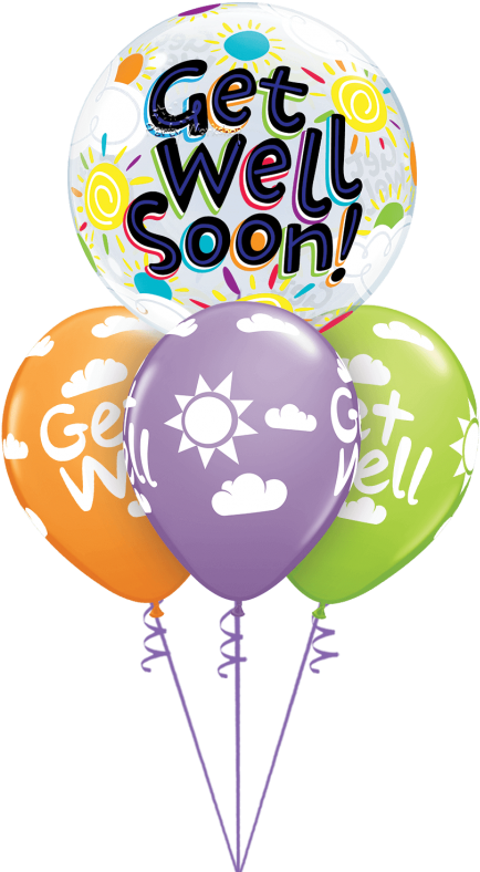 Get Well Soon Sunshine Bubble Layer - Balloon (452x800)