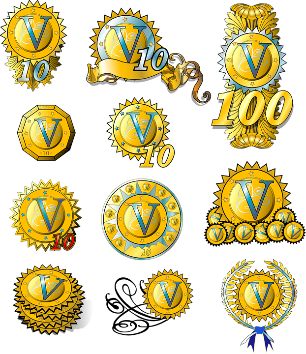 Seals Gold Golden Certificate Medal Badge - Swirl Clip Art (622x720)