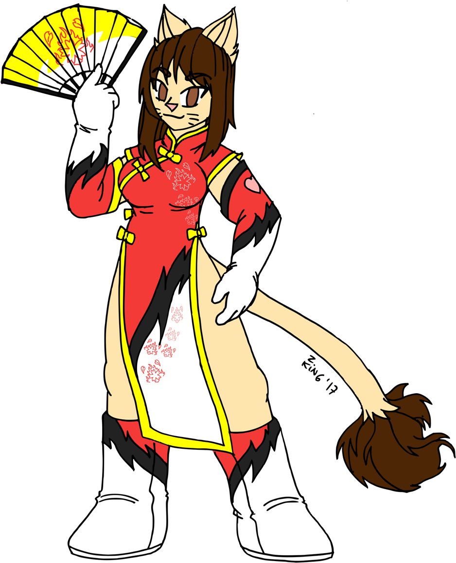 Leona Fanart In Chinese Dress - Animation Chinese Drawings (1049x1264)