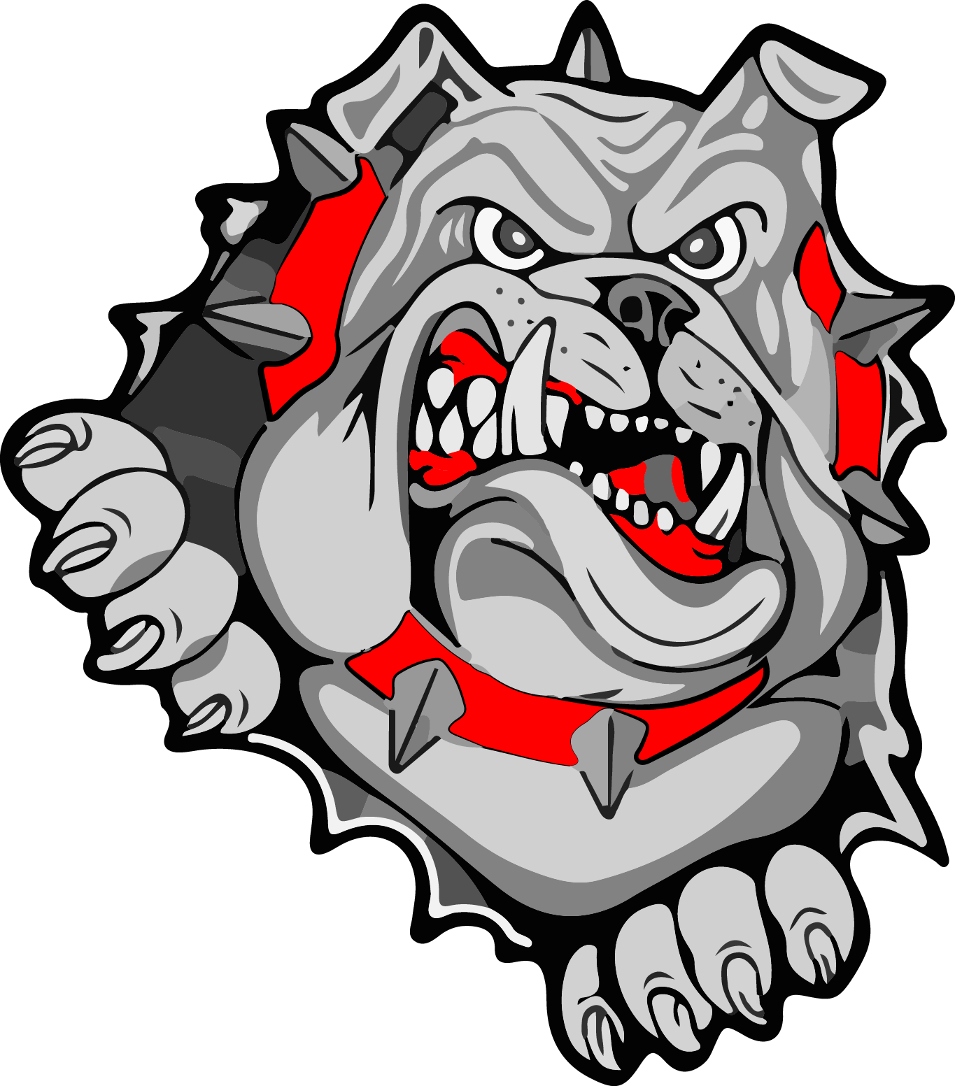 Bentley Bulldogs - Bulldog Busting Through Wall (1365x1553)