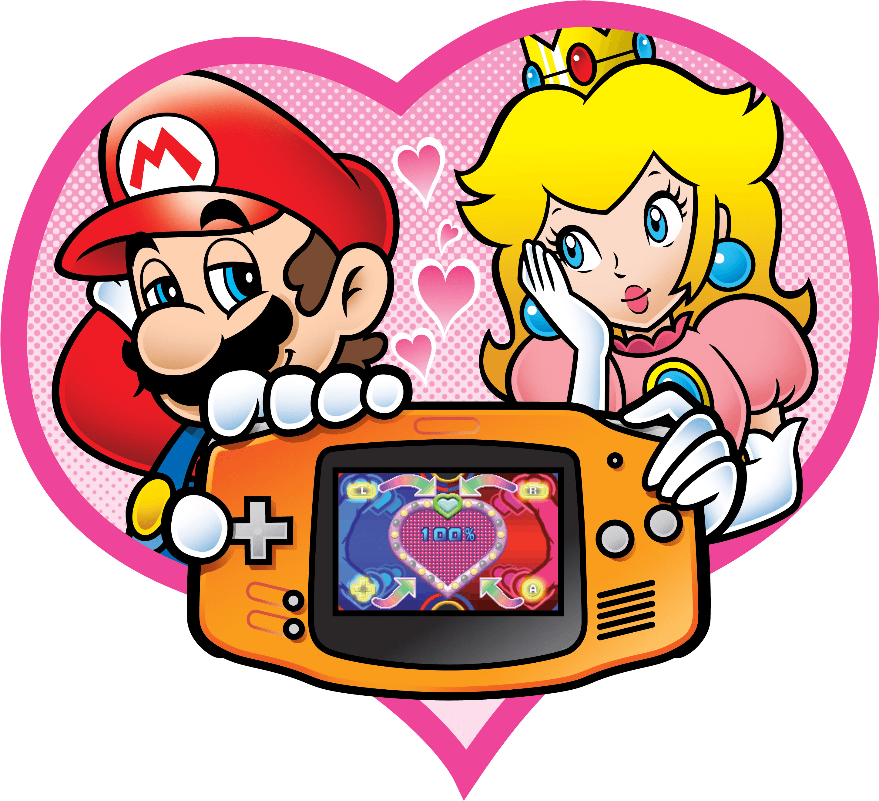 Mario And Peach Holding A Gameboy In A Romantic Way - Mario And Peach (3169x2756)