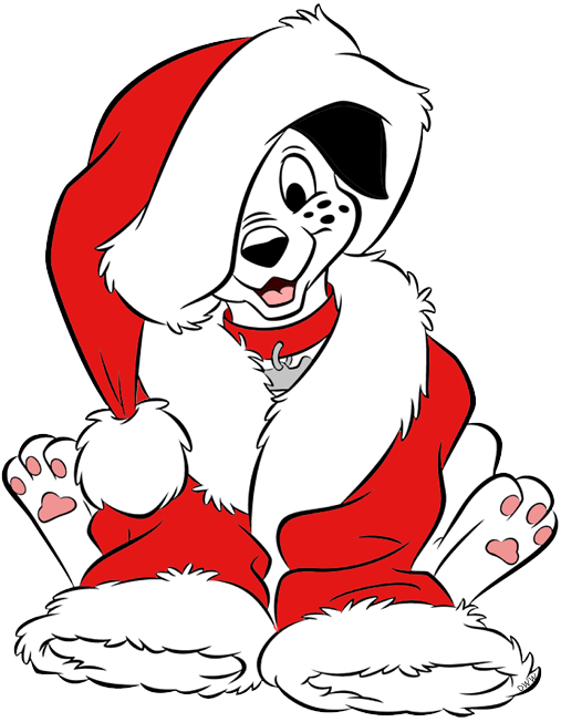 Clip Art Of 101 Dalmatians Puppy In Santa Claus Outfit - 101 Dalmatians Christmas Png (507x652)