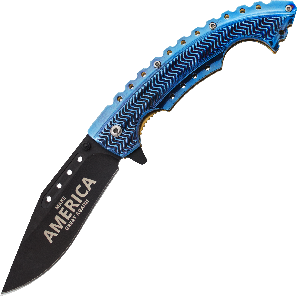 75" Trump Make America Great Again Blue Handle Black - Hunting Knife (1500x1500)