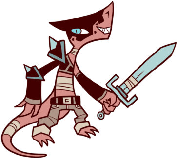 Tantall Is A Lizardfolk Warrior - Cartoon (400x354)