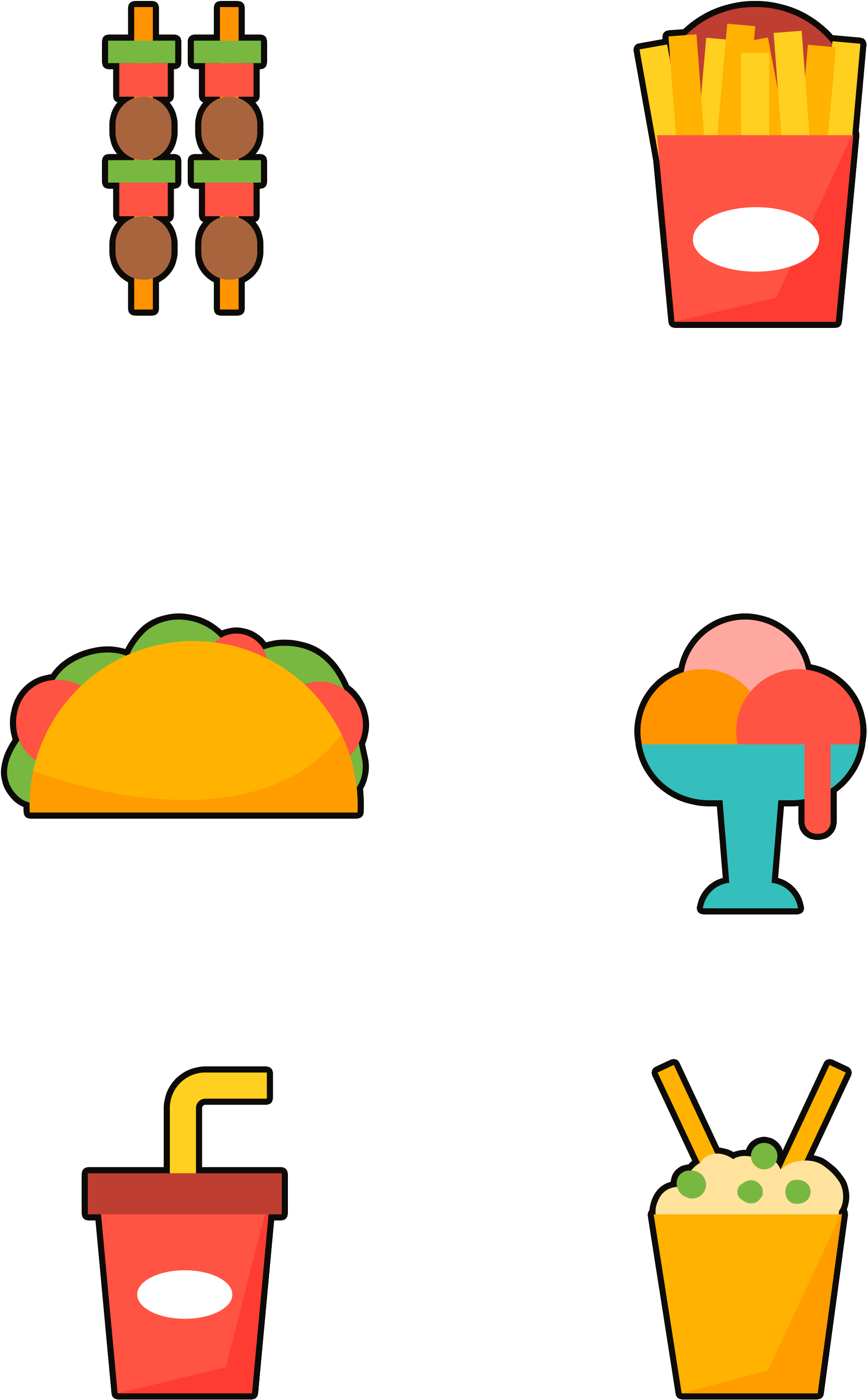 Fast Food Snacks Colored Minimalistic Png And Psd - Fast Food Snacks Colored Minimalistic Png And Psd (3072x4107)