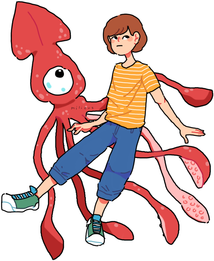 Squids Are Pretty Cool By Milieus - Cartoon (856x933)