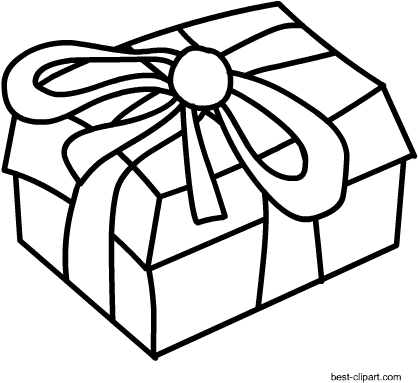 Gift Box Clip Art Black And White - 3d Coloring Pages (450x450)
