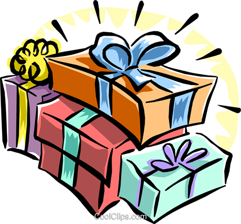 Christmas Gifts Royalty Vector Clip Art Illustration - Animasi Kado Ulang Tahun (480x446)