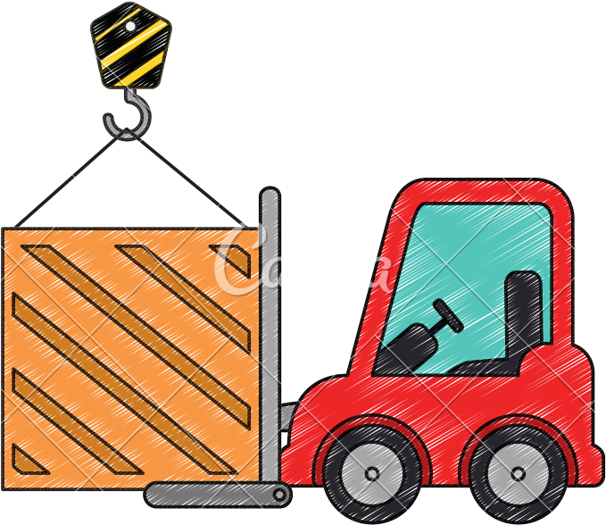 Wooden Box With Crane Hook And Forklift - Crane (800x800)