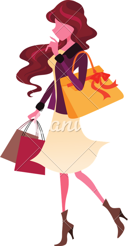 Shopping Woman With Bags - Illustration (416x800)