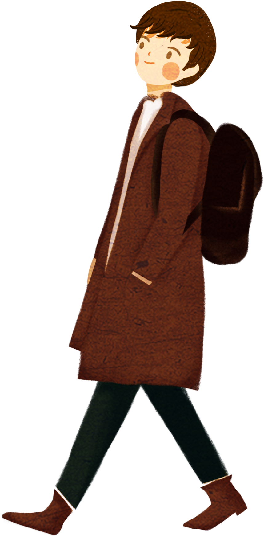 Cartoon Hand Drawn Autumn Man Png And Psd - Standing (2000x2000)