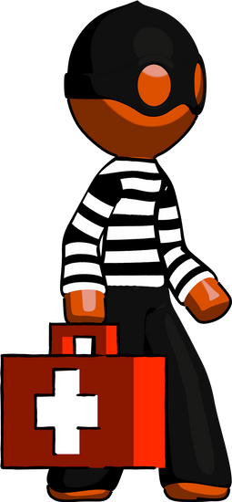 Orange Thief Man Walking With Medical Aid Briefcase - Orange Thief Man Walking With Medical Aid Briefcase (255x550)