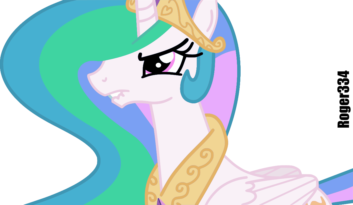 Roger334, Lip Bite, Princess Celestia, Safe, Simple - Illustration (1222x710)